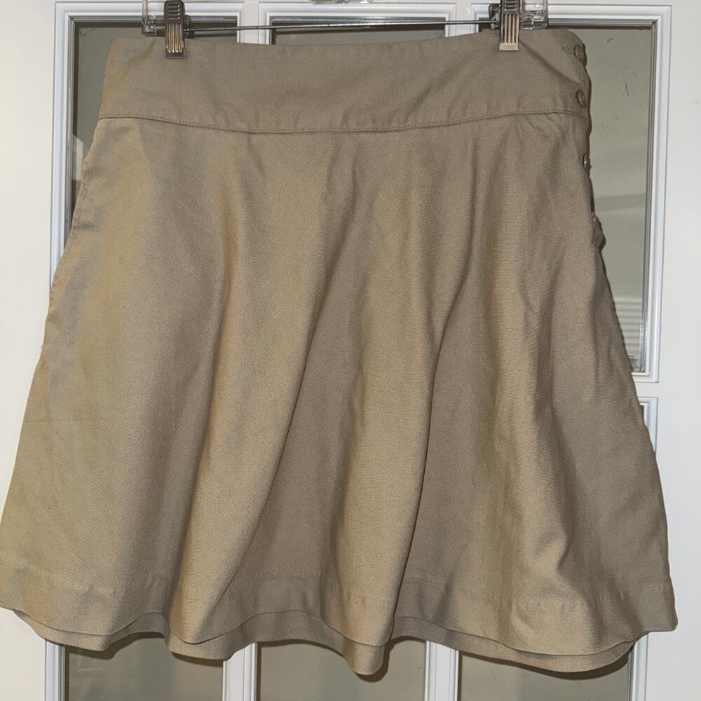 Lands' End Women's Khaki Chino Preppy Knee Length Pencil Skirt Size 12